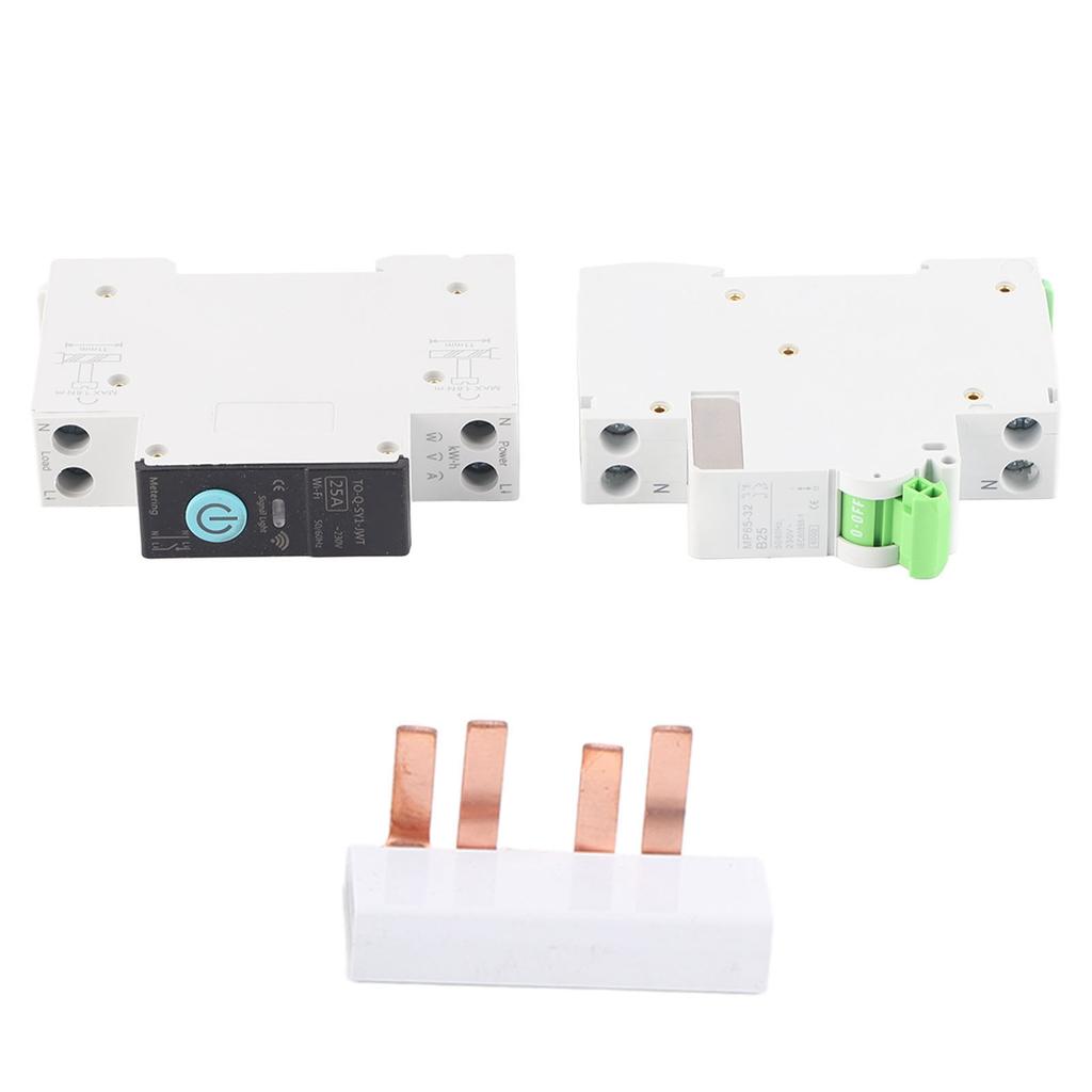 Smart WiFi Circuit Breaker with Metering Remote Control Timer Home Breaker 1P+N 25A 230VAC