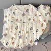 Bear Wind Cloud Cotton Doll Collar Lace High Value Pajamas Women'S Summer Short Sleeve Three-Piece Set