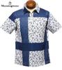 Munsingwear MGMVJA05 Short Sleeve Panel NV00 Equivalent to Japanese Size L Men's Shirt, Print, Sweat-Wicking, Quick-Drying, Moisture-Wicking,
