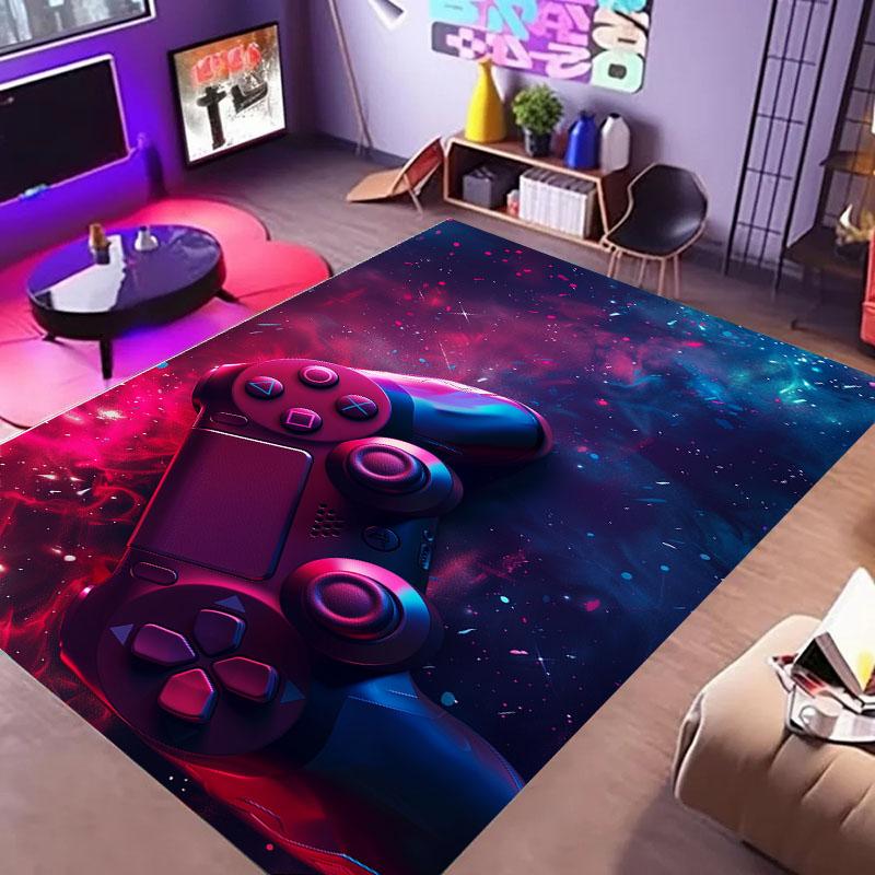 Alfombras HD para Área de Hogar para Gamers con Diseño de Mando de Juego, Alfombras de Piso Antideslizantes para Niños, Alfombra para Decoración Sala de Estar, Dormitorio, Salas de Juego, Cocina