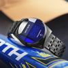 Fashion BestWin Top Brand Men's Led Touchscreen Analog Digital Hybrid Round Dial Casual Dress Full Stainless Steel Watches