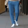 Men Pencil Pants Slim Fit Side Pockets Drawstring Elastic Waist Solid Color Casual Gym Traning Jogging Sweatpants Ankle Length L