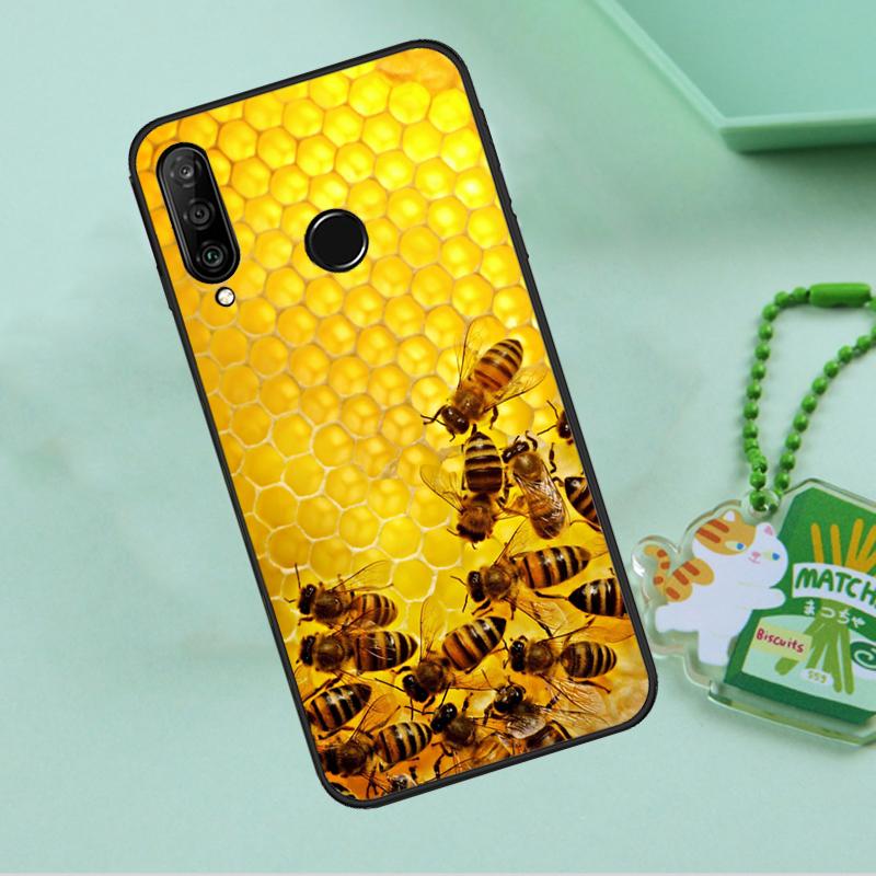 Golden Honeycomb Honey Bee For Huawei Nova 12i 12s 7i 8i 11i 9 10 SE Y90 Y60 Y70 Y72 Y61 Y91 P30 P40 Lite P60 Pro Case