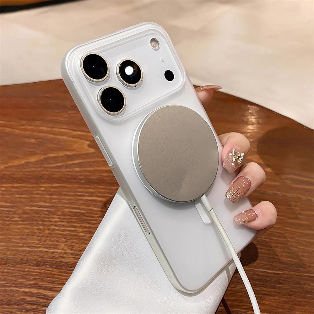 Luxury For Magsafe Wireless Charge Matte Phone Case For iPhone 17 Air 16 15 Pro Max Plus Magnetic Soft Bumper Transparent Cover