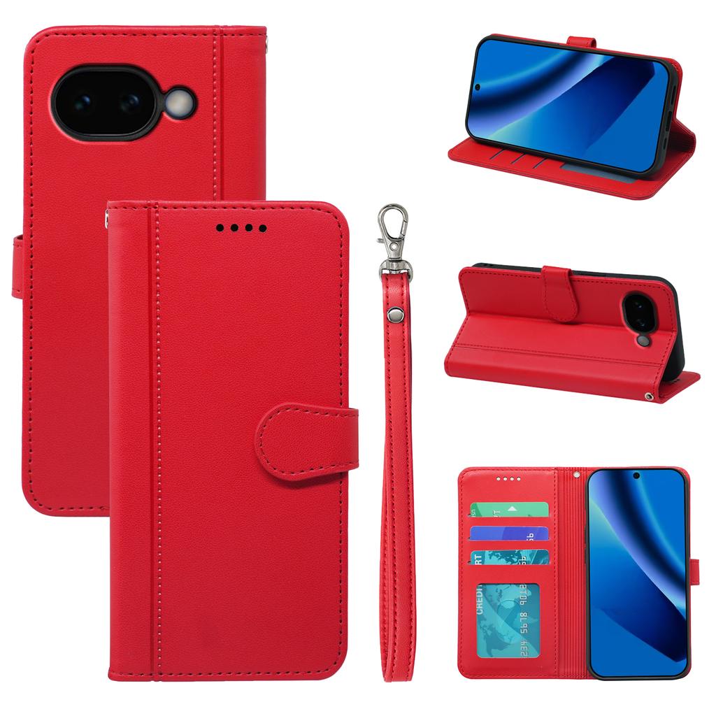 Pro Google Pixel 10a Pouzdro s peněženkou Magnetické zapínání Kožený kryt na telefon s popruhem