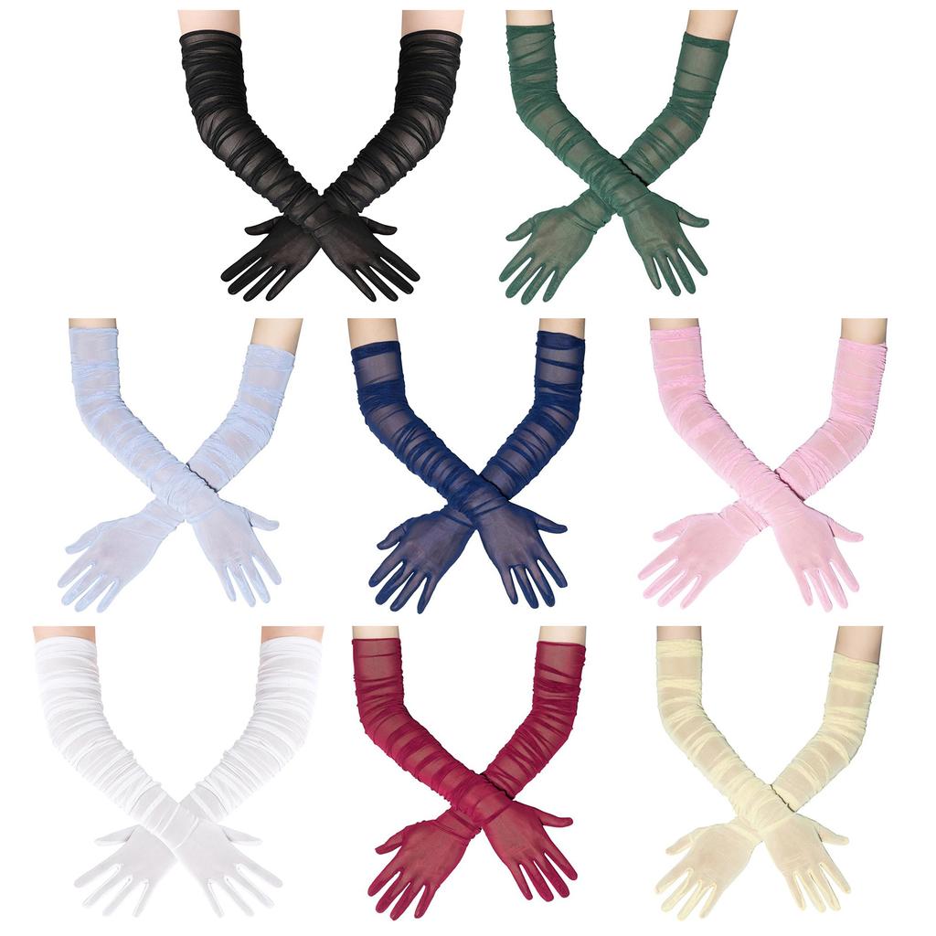 Zarte spitzenartige Netzhandschuhe 70-100cm Länge Abendgarderoben-Accessoire Netzhandschuhe für Gesellschaftstanz Braut