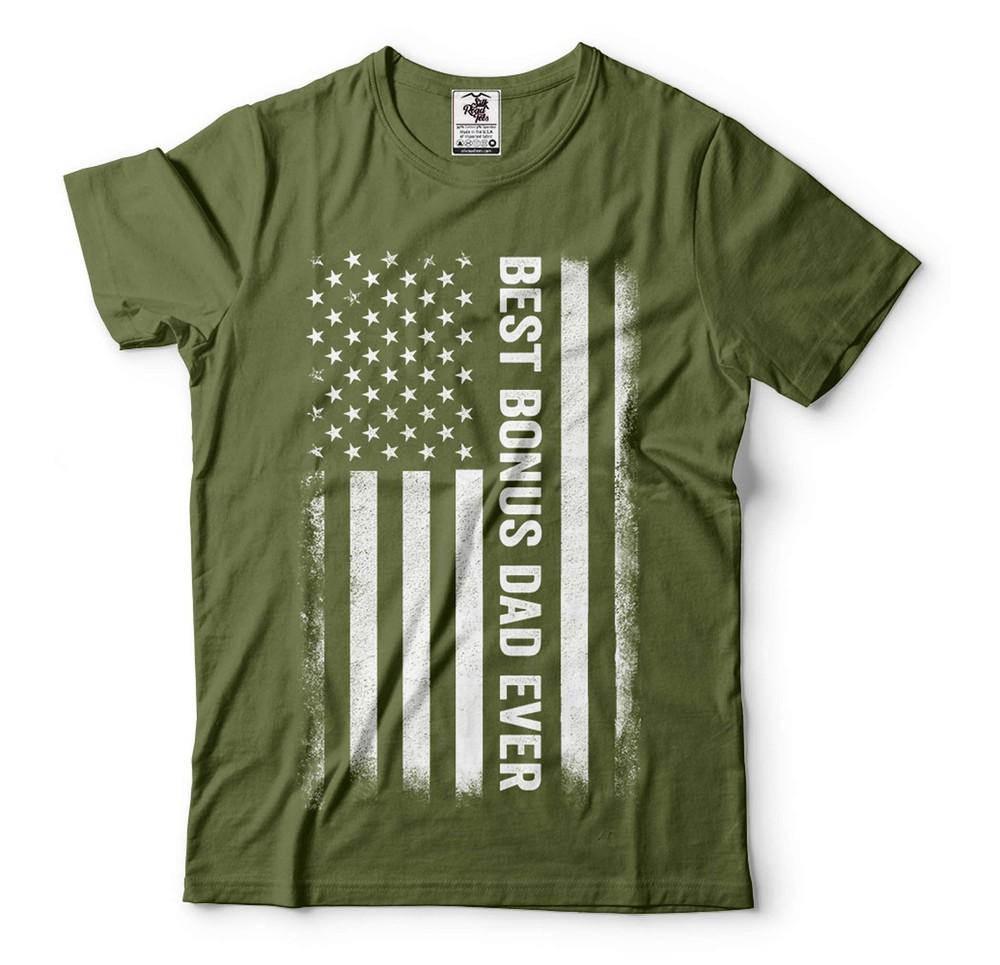 Best Bonus Dad Ever T-Shirt Father s Day Step Dad Shirts Bonus Dad USA Flag Tee Unisex T-Shirt S