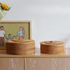 Rattan Aufbewahrungsbox Geflochtene Organizer-Boxen Multifunktionale Organisationsbox Luxuriöse Runde Lebensmittelboxen mit Deckel Organizer Möbel