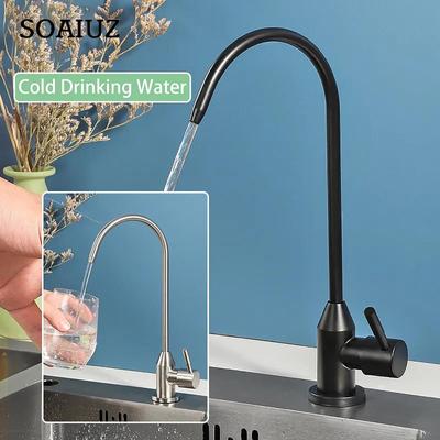 1/4"Kitchen Faucet Stainless Steel Water Purifier Tap Drinking Water Tap Filter Faucet Single Cold Water Sink Faucet