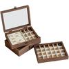 Glass Lid Wood Jewelry Box Velvet Earrings Display Tray Multipurpose Ring Display Holder  Home