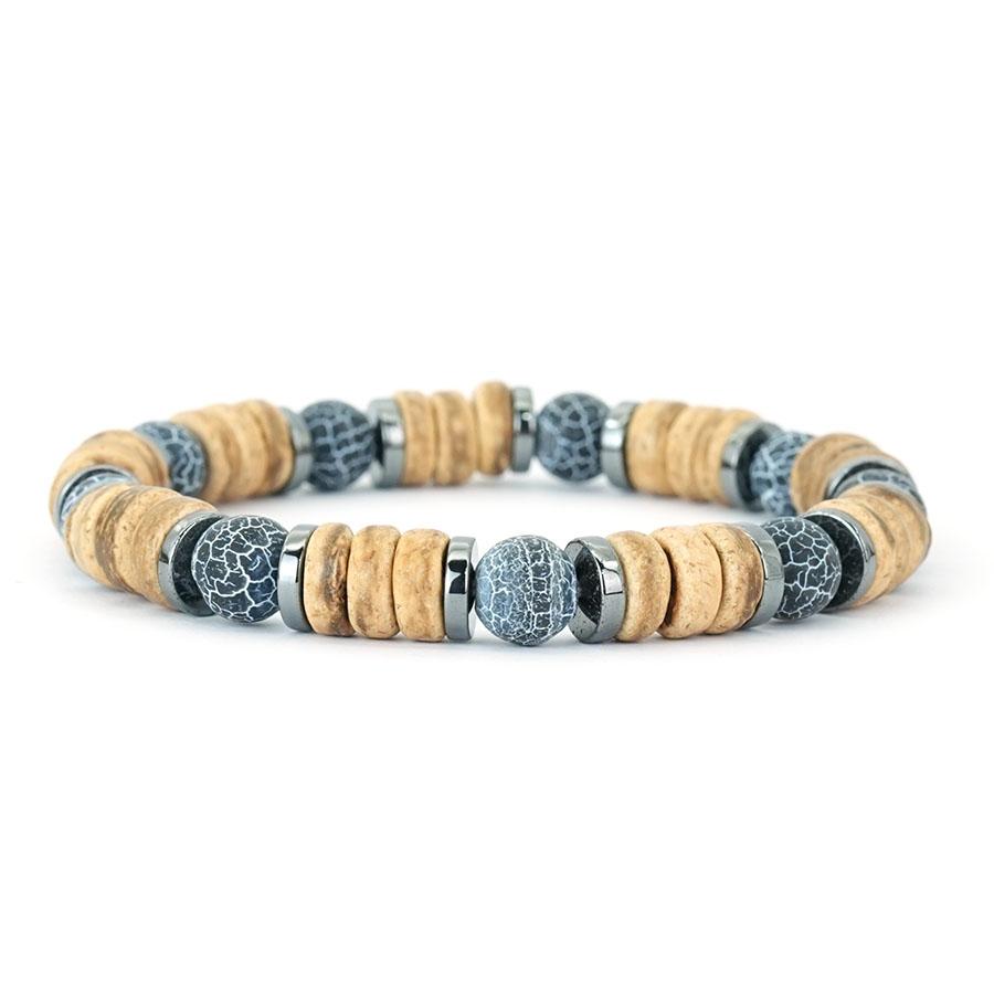 Minimalist Men Stretch Bracelet Wooden Obsidian Onyx Hematite Stone Healing Braslet Bohemian Yoga Jewelry Pulseria Homme Joias