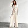 Europe and the United States Cross-border 2026 Popular Women's Clothing Spring and Autumn Fashion Casual Suit Solid Color Drawstring Top Wide-leg