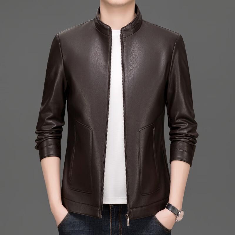 Men's Stand Collar Faux Leather Jacket