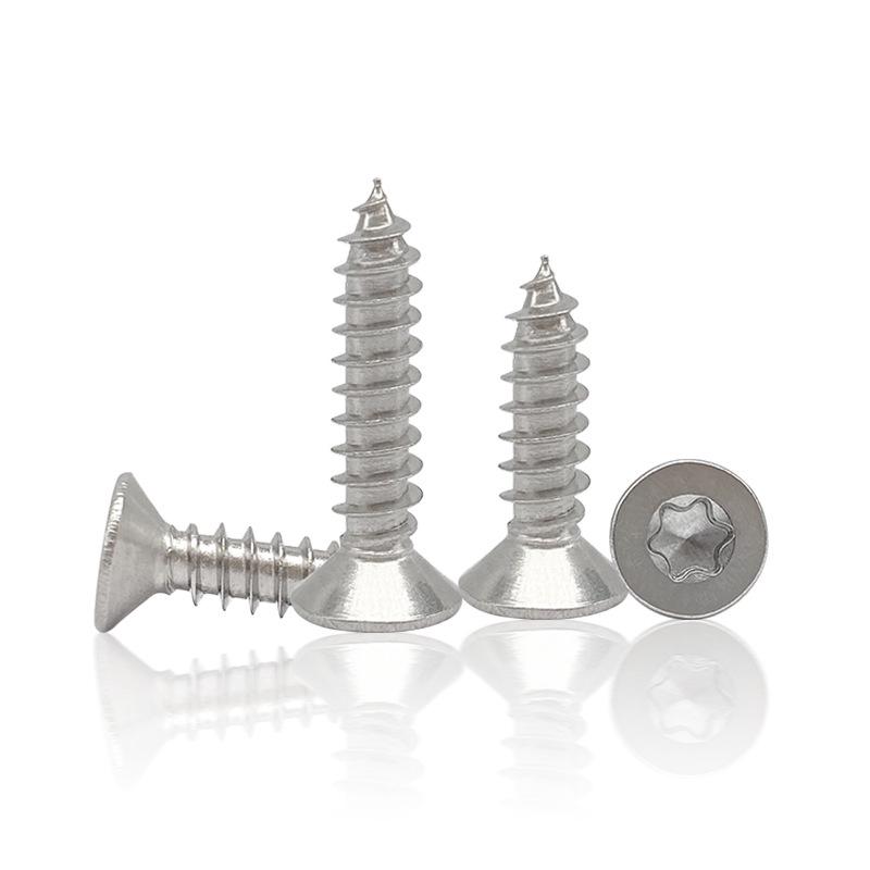 304 Stainless Steel Torx Countersunk Self-Tapping Screws, Flat Head, Star Shape, Sizes: M2-M6