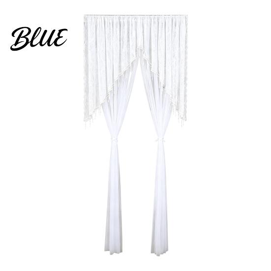 French Retro Style Door Drape Sheer Lace Curtain Embroidered Floral Doorway Curtain with Beads Embroidery Room Divider Rod Pocket for Bedroom Living