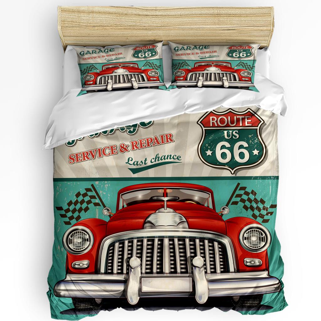 Excavator Car Vehicle Road Sign 3pcs Bedding Set For Bedroom Double Bed Home Textile Duvet Cover Quilt Cover Pillowcase