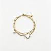 European & American Double Layer Heart Shell Pearl Titanium Bracelet - Colorfast Stainless Steel, Light Luxury Jewelry
