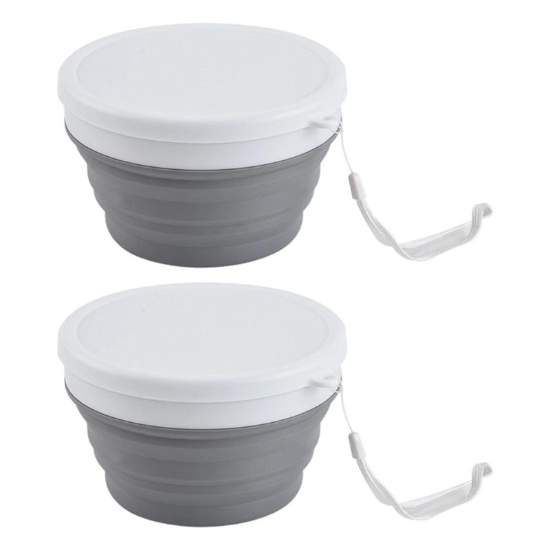 

2Pcs 950ML Reusable Silicone Meal Preps Container Space Saving Silicone Folding Bowl For Camping Office Dishwasher Safe
