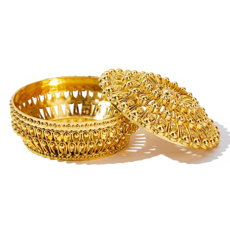 Zlatá bonboniéra Kadidelnice ve tvaru galvanicky pokovená zlatá a stříbrná kulatá krabička Zlatá a stříbrná krabička