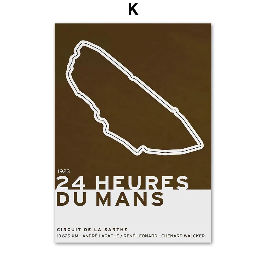 

Wall Art Canvas Painting Posters and Prints, Formula 1, Circuit Track, Car GRAND PRIX, Retro Map, Pictures for Living Room Decor 21X30cm No Frame