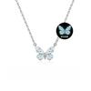 Blue Luminous Butterfly Pendant Necklace, Light Luxury Exquisite Style Niche Design Collarbone Chain Necklace
