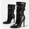 Fashion Eilyken Design Sexy Pleated Pointed Toe Zipper Women Ankle Boots Fashion Thin High Heels Stripper Modern Booties Shoes