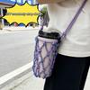 Portable Woven Coffee Cup Bag Hollow Out Foldable Cup Holder Mugs Bag