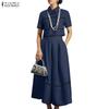 ZANZEA Women Short Sleeve Blouse and Long Skirts Summer Two Piece Suit Sets