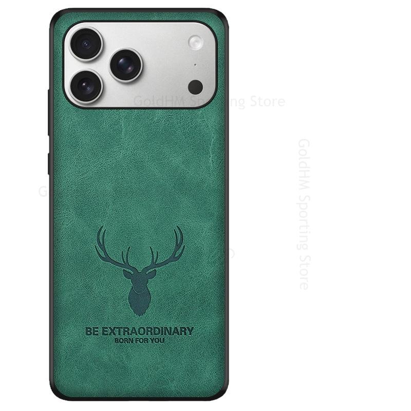 Shell For iPhone 17 Pro Max 3D Cartoon Head Elk Deer Leather Phone Shockproof Case For Apple 17 Air 16e 15 16 Pro Max Soft Silicone Phone Bumper Cover