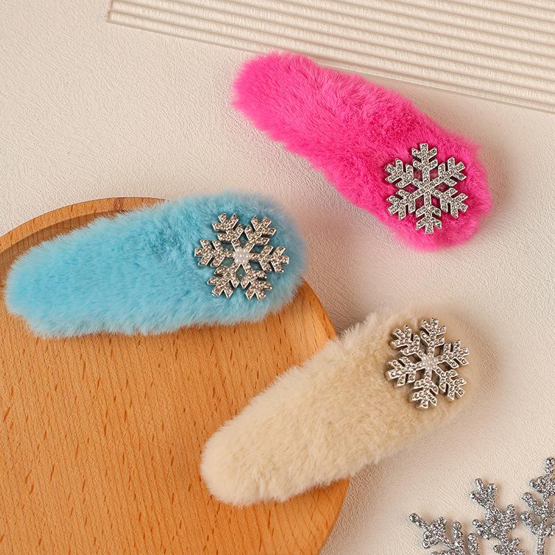 2025 Herbst/Winter Strass Schneeflocken Haarspange - Niedliche Damen BB Seiten Haarspange für Weihnachten