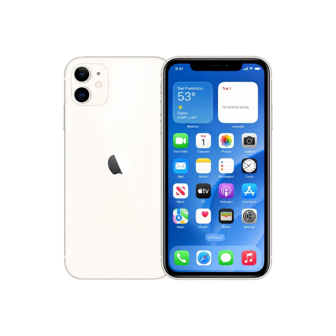 Gerenoveerde Apple iPhone 11 64GB Zwart/Wit/Paars iOS Smartphone – 6,1-inch Liquid Retina Display, A13 Bionic, Face ID, Dubbele 12MP Camera 64GB wit