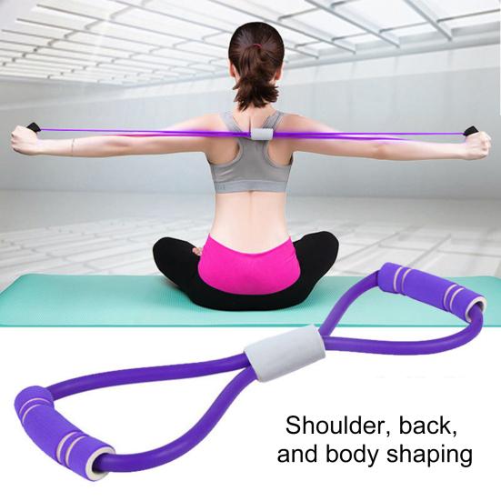 Figure 8 Fitness Resistance Band with Anti-slip Handle Portable Men Women Arm Shoulder Stretch Strength Training Exercise Elastic Strap Tension Rope