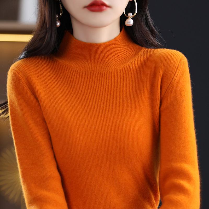 Siping Stitch Women's Half-High Collar Sweater: Autumn/Winter Slimming Knitwear