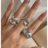 Fashion Gold Color Smooth Geometric Open Rings Set For Women Exaggerated Metal Irregular Thick Chunky Ring Trendy Jewelry Gifts KTJ