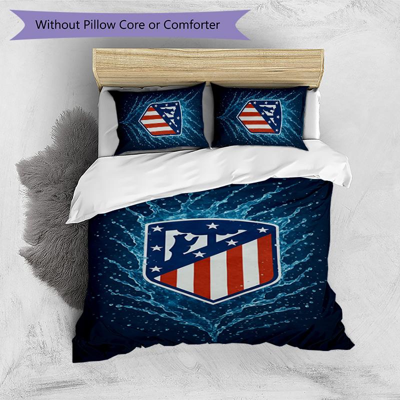 Set Biancheria da Letto 3 Pezzi con Stampa Atletico Madrid Morbido Delicato sulla Pelle Lavabile Copripiumino e Federe Set per Tutte le Stagioni Camera da Letto