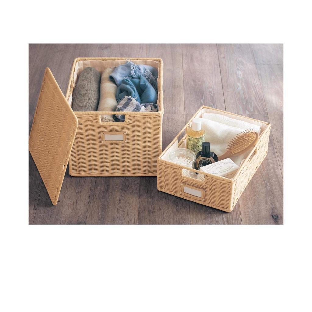 BELLE MAISON Shallow Rattan Basket A, 35 X 20 X 12.5 Cm