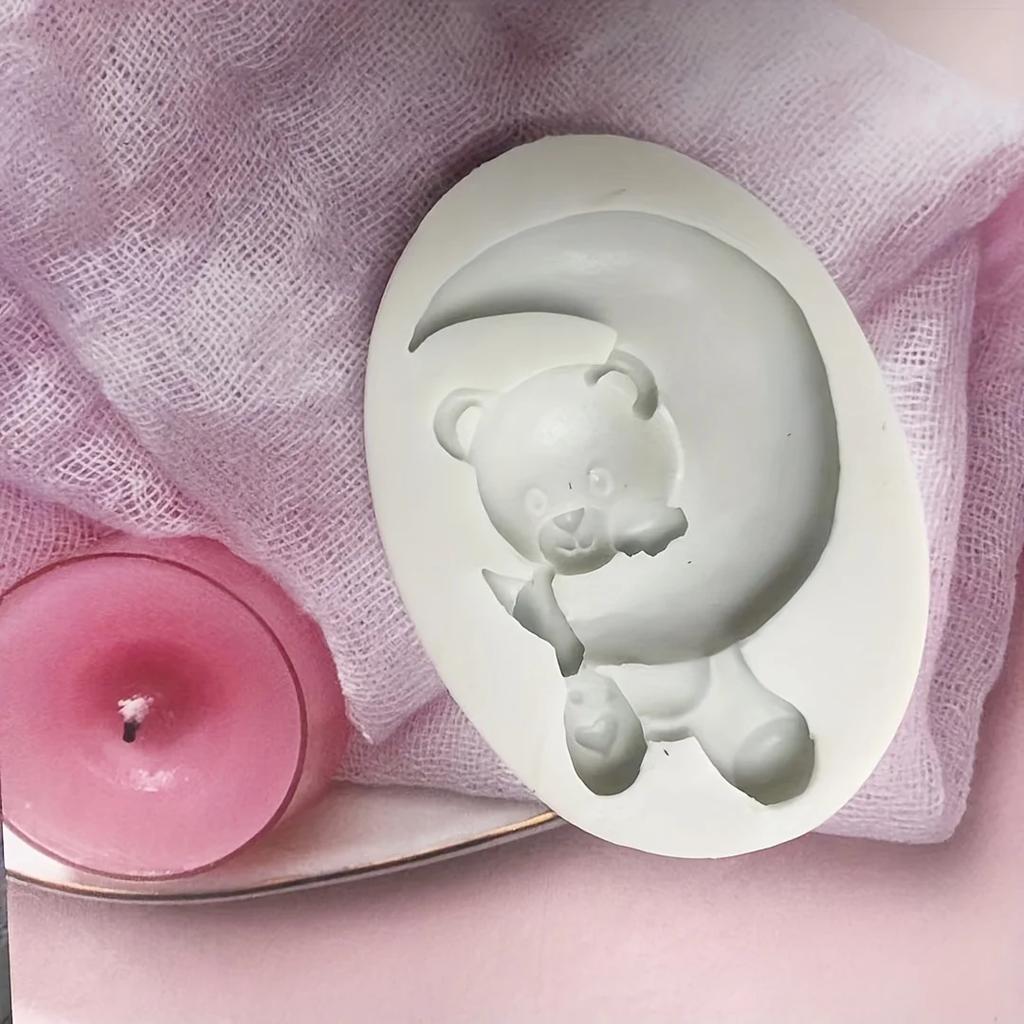 1pc-Cute Moon Bear Gummy Candle and Aromatherapy Plaster Mold - Suitable for DIY Handmade Plaster Decoration