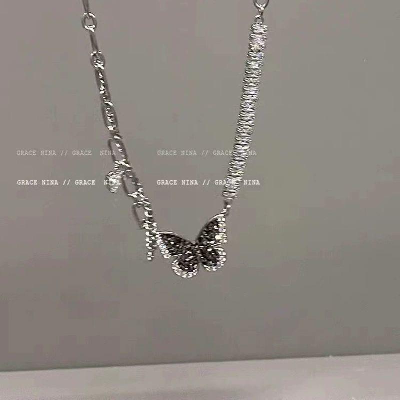 I was asked! Black zircon butterfly necklace female ins niche design high-end light luxury sweet cool collarbone chain