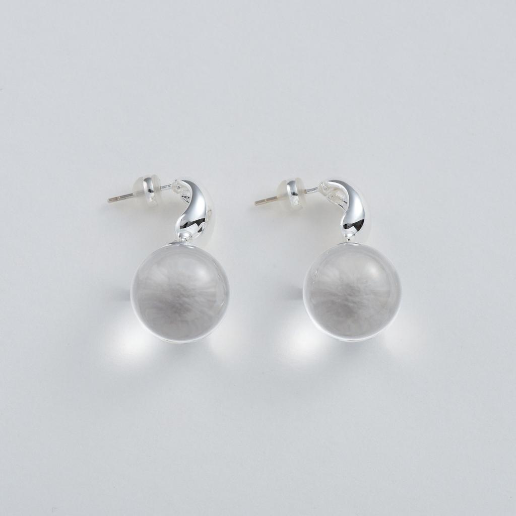 Premium Earrings Transparent Glass Ball Exquisite S925 Silver Needle Stud Earrings Simple Small Fresh Niche Simple Earrings