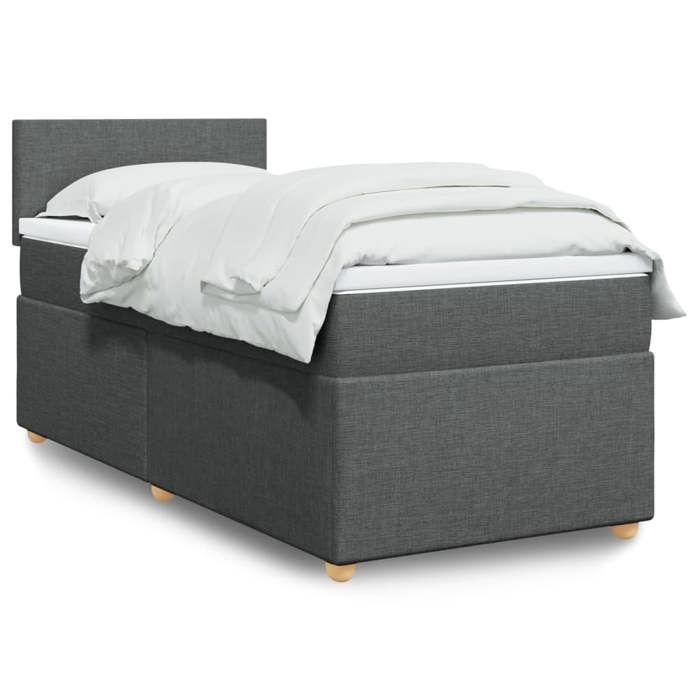 VidaXL Sommier à lattes de lit et matelas Gris foncé 90x190 cm Tissu 3286529