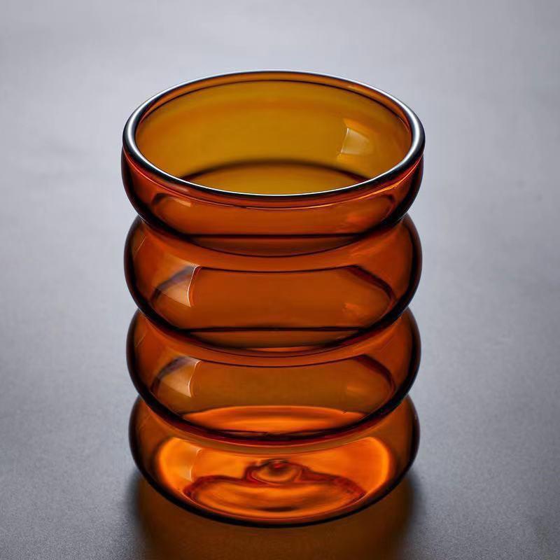 Farbige Raupe Glas Einlagig Hitzebeständig Spiral Kreis Tasse Hochwertig Haushalt Frühstück Saftbecher
