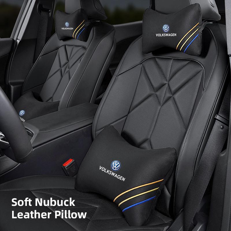 Car Neck Pillow Soft Comfortable Suede Headrest Waist Cushion For Volkswagen VW Polo Golf T5 Caddy T4 Touran GTI Passat Scirocco BO0