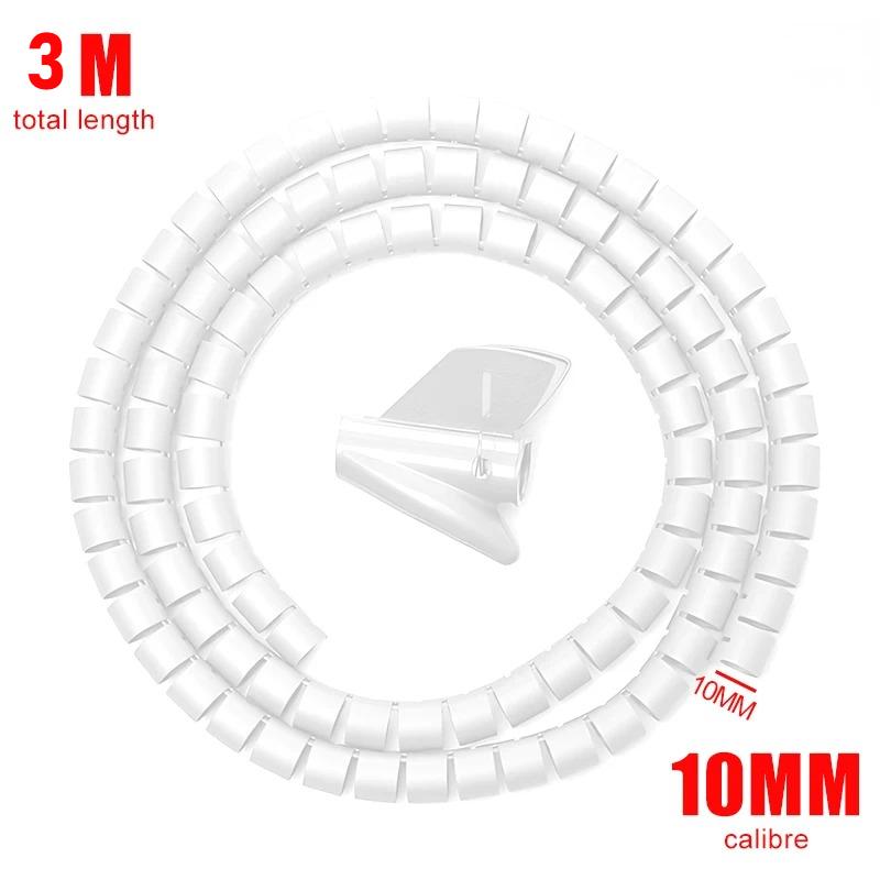 3m Cable Wire Protector Cable Organizer Management Pipe Flexible Wire Wrap Line Coiled Tube Office Cord Sleeve Cover