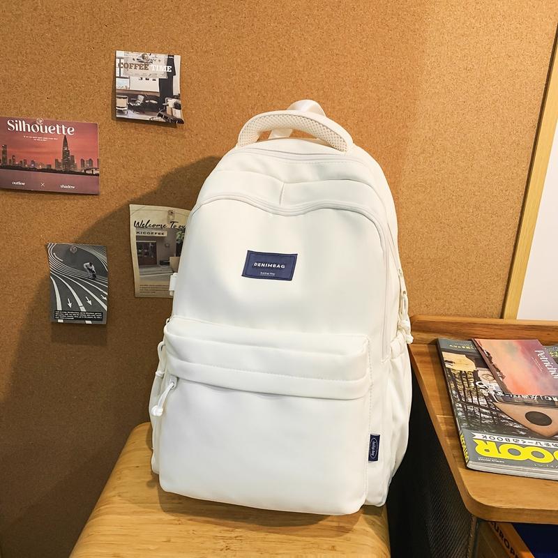 Women Large Capacity Backpack Student Schoolbag Men Solid Color Backpack