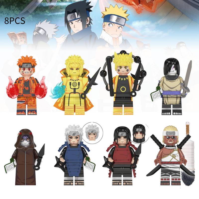 Naruto Building 8pcs Block Set Minifigure Model Diy Puzzle Toys Kids Fans Gifts