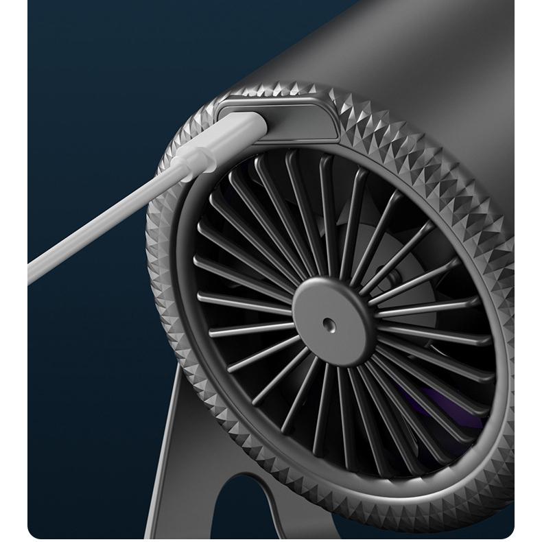 USB Desktop Fan with 100 Speed Digital and Battery Display, Silent Desktop Fan with Multi-directional Rotation and Night Light