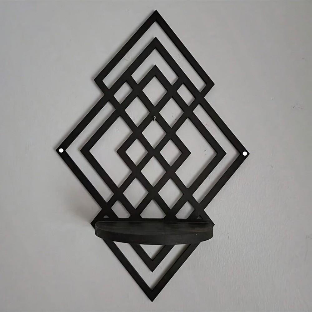 Wooden Wall Display Stand Hollow Out Wall Storage Rack Living Room Decor