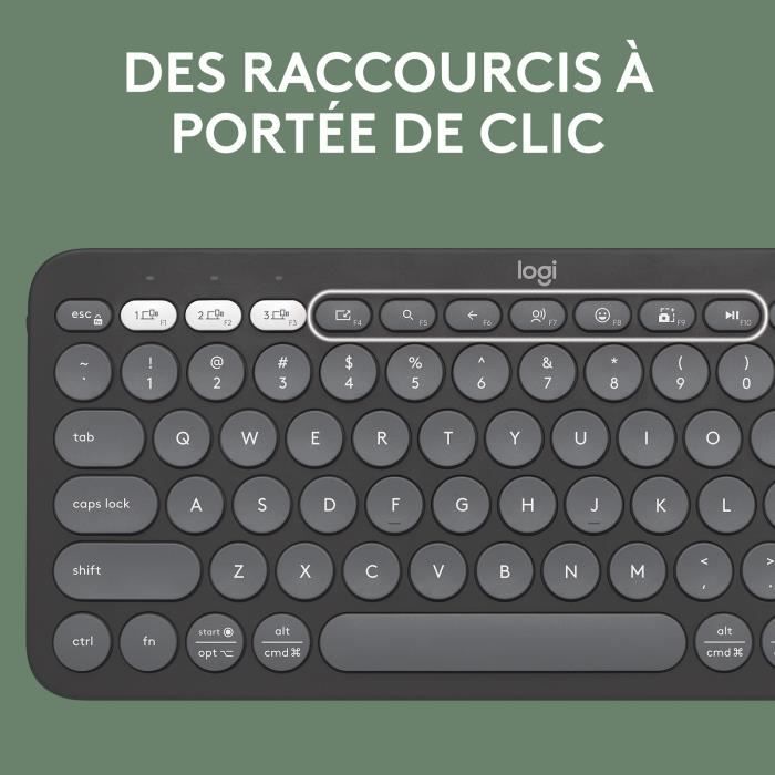 Clavier - Sans fil - Logitech - Pebble Keys 2 K380s - Bouton Easy-switch - Graphite