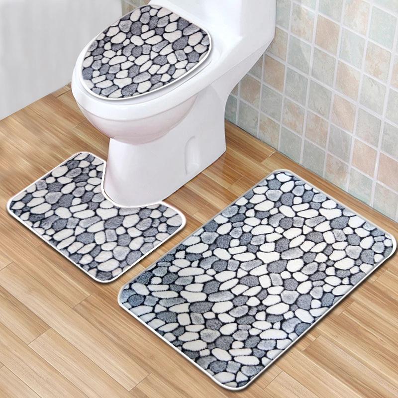 Toilet Floor Mat Three-Piece Door Mat Absorbent Carpet Bathroom Bathroom Non-Slip Foot Mat