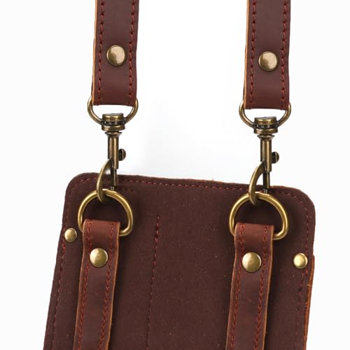 TOURBON Gardening Pouch, Pruning Shears Pouch, Leather Scissor Case Bag, Gardening, Florist, Waist Pouch, with Shoulder Strap (Dark Brown)